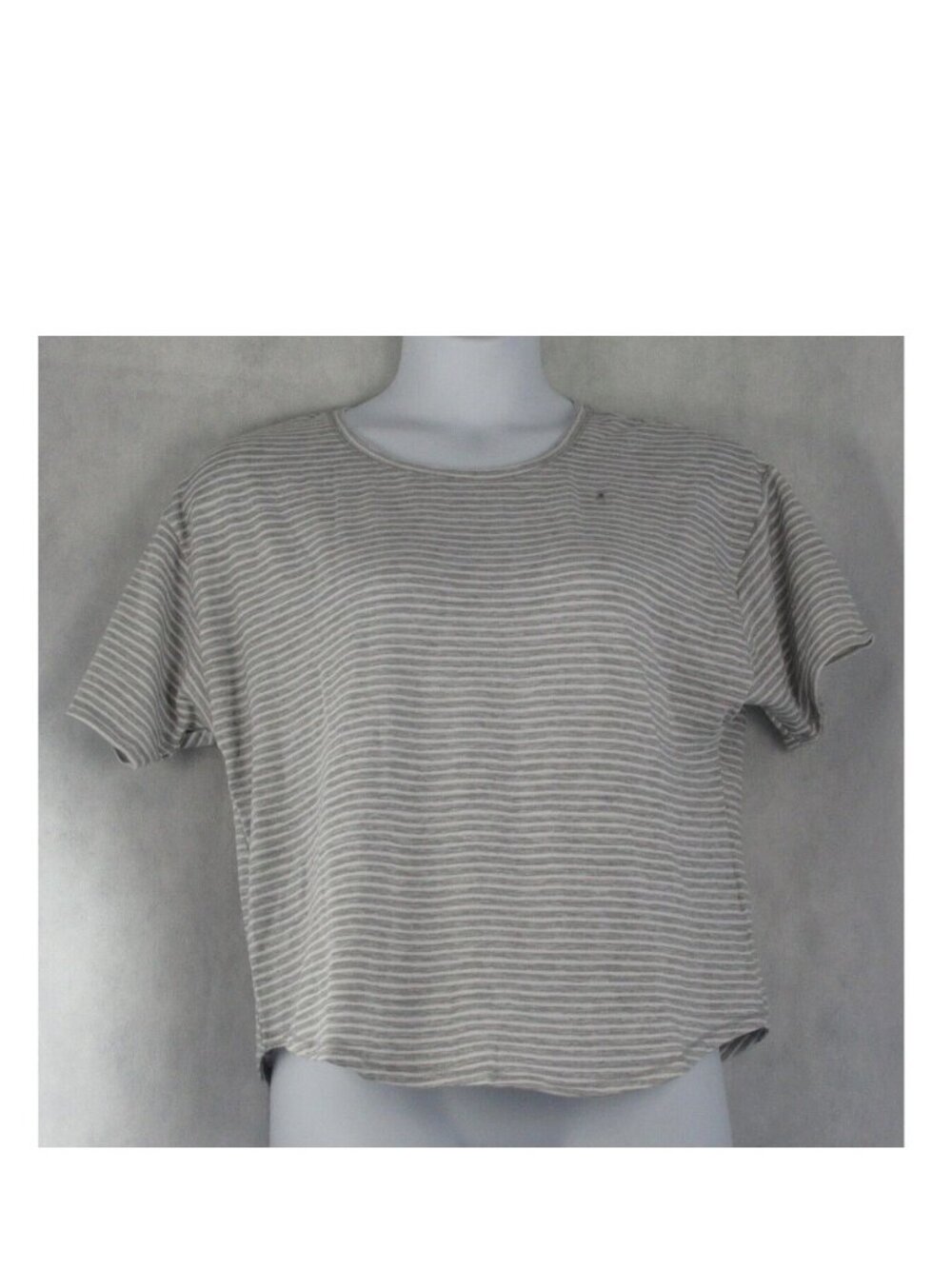 Roudelain Women's Soft Butter Knit Short Sleeve Pajama Top, Gray Stripe, XL